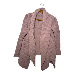 POL Dusty Rose Open Front Chunky Knit Cardigan